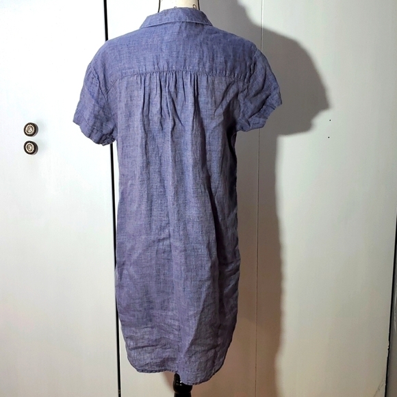 Tahari-  Shirt Dress Blue Chambray Linen Full button up   Neutral Sz.M - Picture 3 of 5